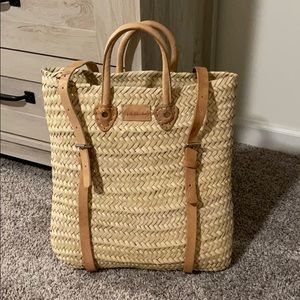 Straw beach bag backpack